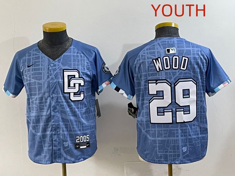 Youth 2025 Washington Nationals #29 Wood Blue Joint Name Nike MLB Jersey style 1->youth mlb jersey->Youth Jersey